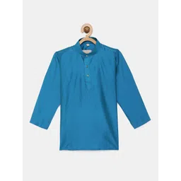 THANGAMAGAN Boys Blue Solid Straight Kurta-picture-20