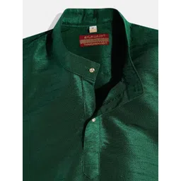 THANGAMAGAN Boys Green & White Shirt with Dhoti Pants image 5