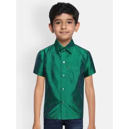 THANGAMAGAN Boys Green Original Regular Fit Solid Casual Shirt-picture-24