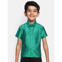 THANGAMAGAN Boys Green Original Regular Fit Solid Casual Shirt-picture-38