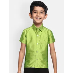 THANGAMAGAN Boys Green Regular Fit Solid Casual Shirt-picture-50
