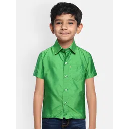 THANGAMAGAN Boys Green Regular Fit Solid Casual Shirt-picture-43