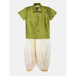 Thangamagan Boys Green Solid Panjagajam & Shirt Set-picture-38