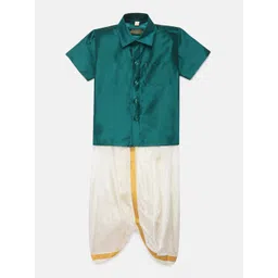 Thangamagan Boys Green Solid Panjagajam & Shirt Set-picture-58