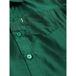 THANGAMAGAN Boys Olive Green Original Regular Fit Solid Casual Shirt image 5