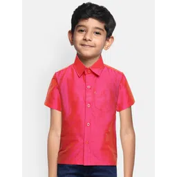 THANGAMAGAN Boys Pink Original Regular Fit Solid Casual Shirt-picture-54