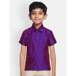 THANGAMAGAN Boys Purple Original Regular Fit Solid Casual Shirt-picture-10
