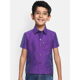 THANGAMAGAN Boys Purple Original Regular Fit Solid Casual Shirt-picture-32