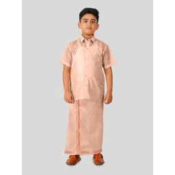 THANGAMAGAN Boys Short Sleeves Shirt With Dhoti-picture-10