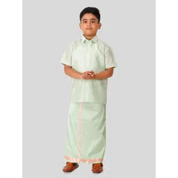 THANGAMAGAN Boys Short Sleeves Shirt With Dhoti-picture-31