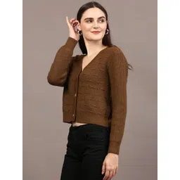 Thansmay Kleider Women Cable Knit Woollen Cardigan with Applique Detail-picture-35
