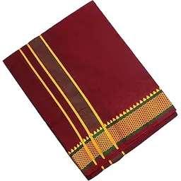 tharunsha elite 100% Cotton Men's Single Dhoti -2 Mtrs/Mundus/Lungi Green Border Set 1-picture-47