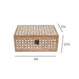 the 7th dekor Brown & White Acacia Wood Geometric Jewellery Organiser image 3