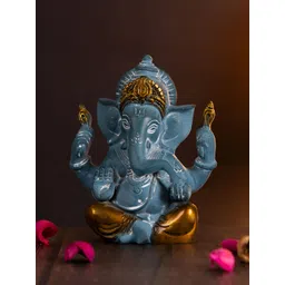 The Advitya Blue And Gold-Toned Ganesha Sitting Religious Idol Showpiece-picture-39