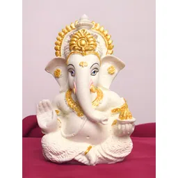 The Advitya White & Gold-Toned Lord Ganesha Religious Idol Resin Showpiece-picture-36