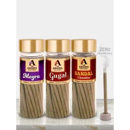 The Aroma Factory Brown 3Pcs Wooden Incense Sticks Mogra Gugal Chandan Dhoop Batti-picture-13