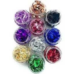 The Art Box 10 Grid Metallic Foil Flakes Aluminum Foil Leaf Paillette Arts Painting Crafts Supplies Resin Accessories Body Makeup Acrylic Nail Art DIY Decorations-picture-12
