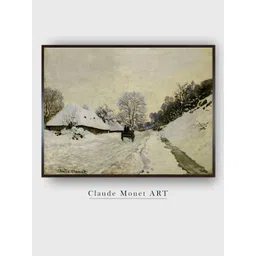 The Art House Beige & Black Fleurs a Vetheuil by Claude Monet Canvas Painting Wall Art-picture-30