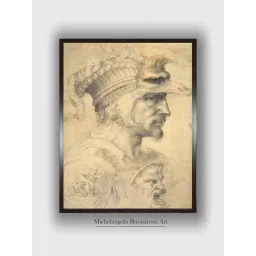 The Art House Black & White Ideal Head of a Warrior Wooden Framed Canvas Painting Wall Art-picture-44