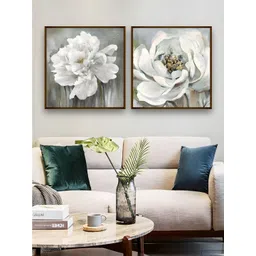 The Art House Brown & White 2 Piece Wood Floral and Botanical Wall Paintings-picture-13