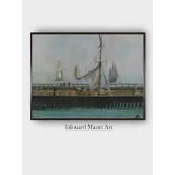 The Art House Brown The Jetty of Boulogne Sur Mer Wooden Framed Canvas Painting Wall Art-picture-25