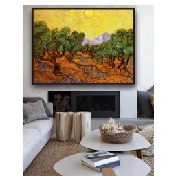 The Art House Olive Trees With Yellow Sky And Sun By Van Gogh Framed Wall Painting-picture-12