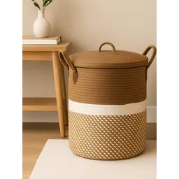 THE ARTMENT Beige & White WovenWhim Laundry Basket 60L-picture-15