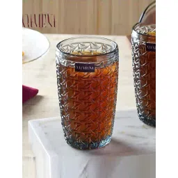 The Artment Criss-Cross Impressions Blue Crystal Tumbler (0.39 L) - Set of 8-picture-10