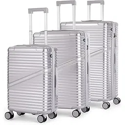 Oblique Family Trolley Set of 3-20", 24", 28" Lightweight Hard Luggage Combo with TSA Lock | Versatile Travel Bag Set for Group Travel-Silver-image-12