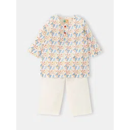 THE BABY LABEL Kids Blue Spring Day Kites Hand-Block Pure Cotton Kurta Pajama Set-picture-26