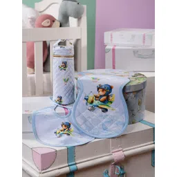 THE BABY TRUNK Infant Pack of 3 Large Teddy's Print Egyptian Cotton Baby Feed Set-picture-20