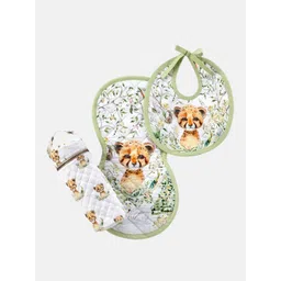 THE BABY TRUNK Infants Pack Of 3 Leo Print Egyptian Cotton Baby Feed Set-picture-16