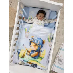 THE BABY TRUNK White & Blue Cartoon Characters Egyptian Cotton 2 Piece Crib Superfine Bedding Set-picture-36