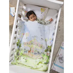 THE BABY TRUNK White & Green Cartoon Characters Egyptian Cotton 2 Piece Crib Superfine Bedding Set-picture-34