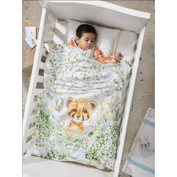 THE BABY TRUNK White & Green Cartoon Characters Egyptian Cotton 2 Piece Crib Superfine Bedding Set-picture-26