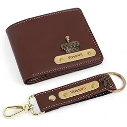the bae gift The Bae Customized Leather Men's Wallet and Keychain With Name Charm | Personalized Birthday Gift for Men/Husband (Brown)-picture-37
