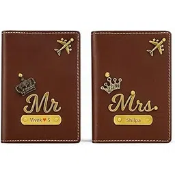 the bae gift Thebaegift Personalized Couple Passport Cover |Unisex-Adult Personalised Name, Charm & Color Leather Gift Set| for Couple - 2 Pcs | Wedding Anniversary Marriage Gifts for Couple Friend Husband Wife-picture-14