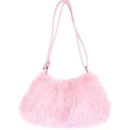 The Bag Express, Faux Fur Hobo Handbag, Leather Strap with Gold Hardware-picture-11