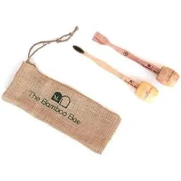 The Bamboo Bae Oral Care Travel Kit, Bamboo Toothbrush with Charcoal Bristles, Neem Wood Tongue Cleaner, 2 Holders, Jute Pouch-picture-12