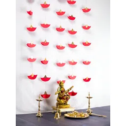 THE BANNER COMPANY 5 Pieces Pink And Gold Toned Diya Hanging Garlands-picture-19