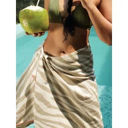 The Bath Community White Taupe Tiger Printed Bamboo 200 GSM Bath Towel-picture-19