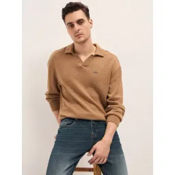 The Bear House Beige Cotton Relaxed fit Solid Polo Shirt-picture-27