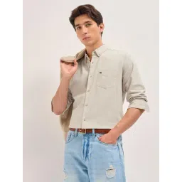 The Bear House Beige Cotton Solid Regular Fit Shirt-picture-34