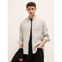 The Bear House Beige Cotton Solid Slim Fit Shirt-picture-10