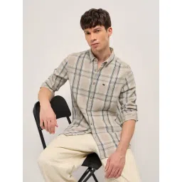 The Bear House Beige Cotton Textured Regular Fit Shirt-picture-22