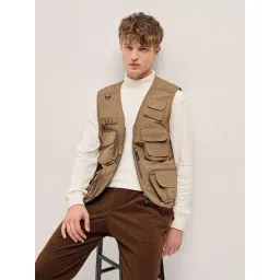 The Bear House Beige Nylon Regular Fit Solid Casual Jacket-picture-11