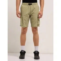 The Bear House Beige Nylon Relaxed Fit Solid Shorts image 1