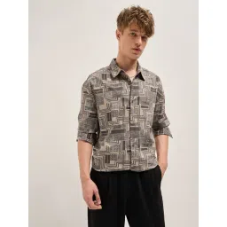 The Bear House Beige Rayon Relaxed Printed Casual Shirt-picture-25