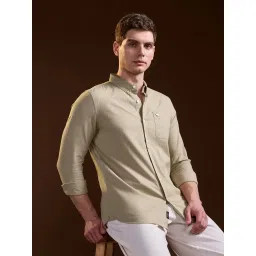 The Bear House Beige Slim Fit Solid Shirt image 3