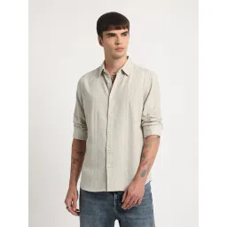 The Bear House Beige Slim Fit Texture Shirt-picture-24